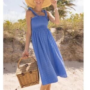 Cabana Life Women's Blue Eyelet Midi Dress Size S